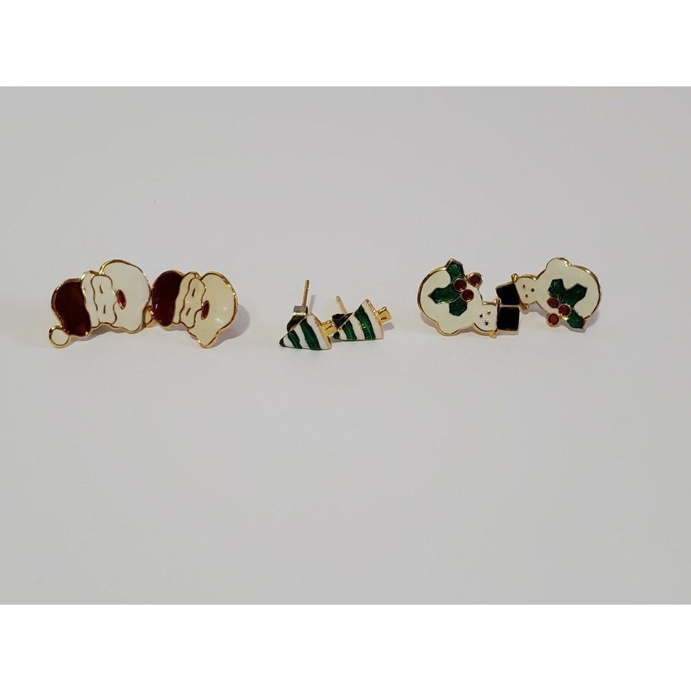 2 for $10 🎈 Set of 3 Pierced Christmas Holiday Earrings Santa Snowman Tree - Picture 2 of 8